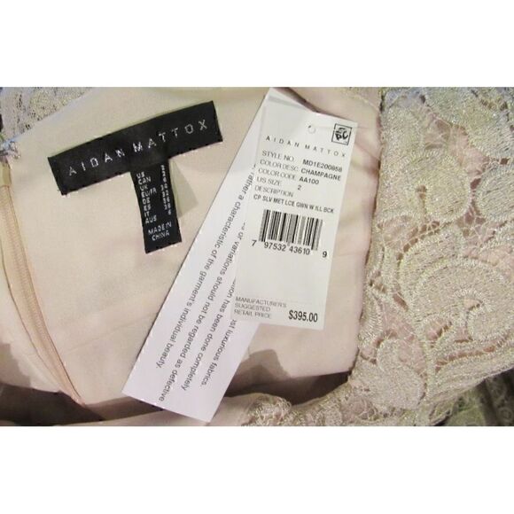 Aidan Mattox Gold Lace Sleeveless Gown - Picture 6 of 7